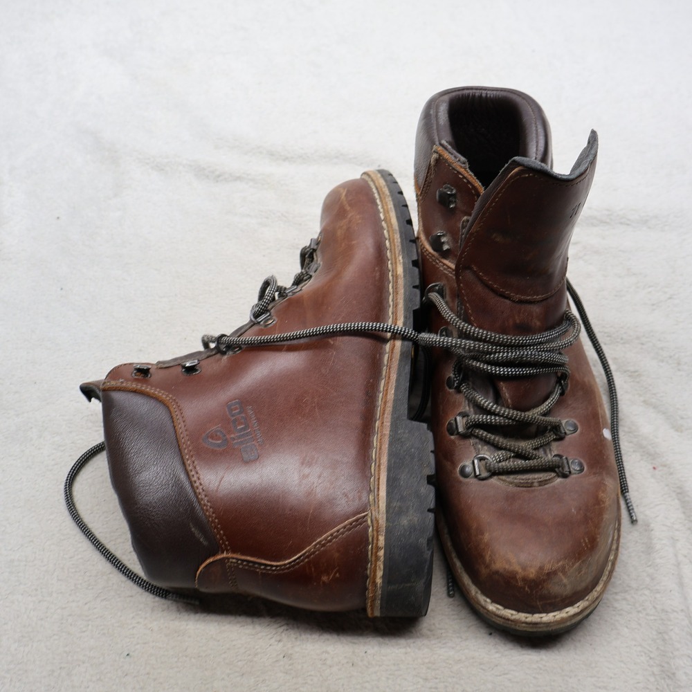 Alico Mens 11W Hiking Boots Brown Leather Lace Up Italian Made Rugged Utility